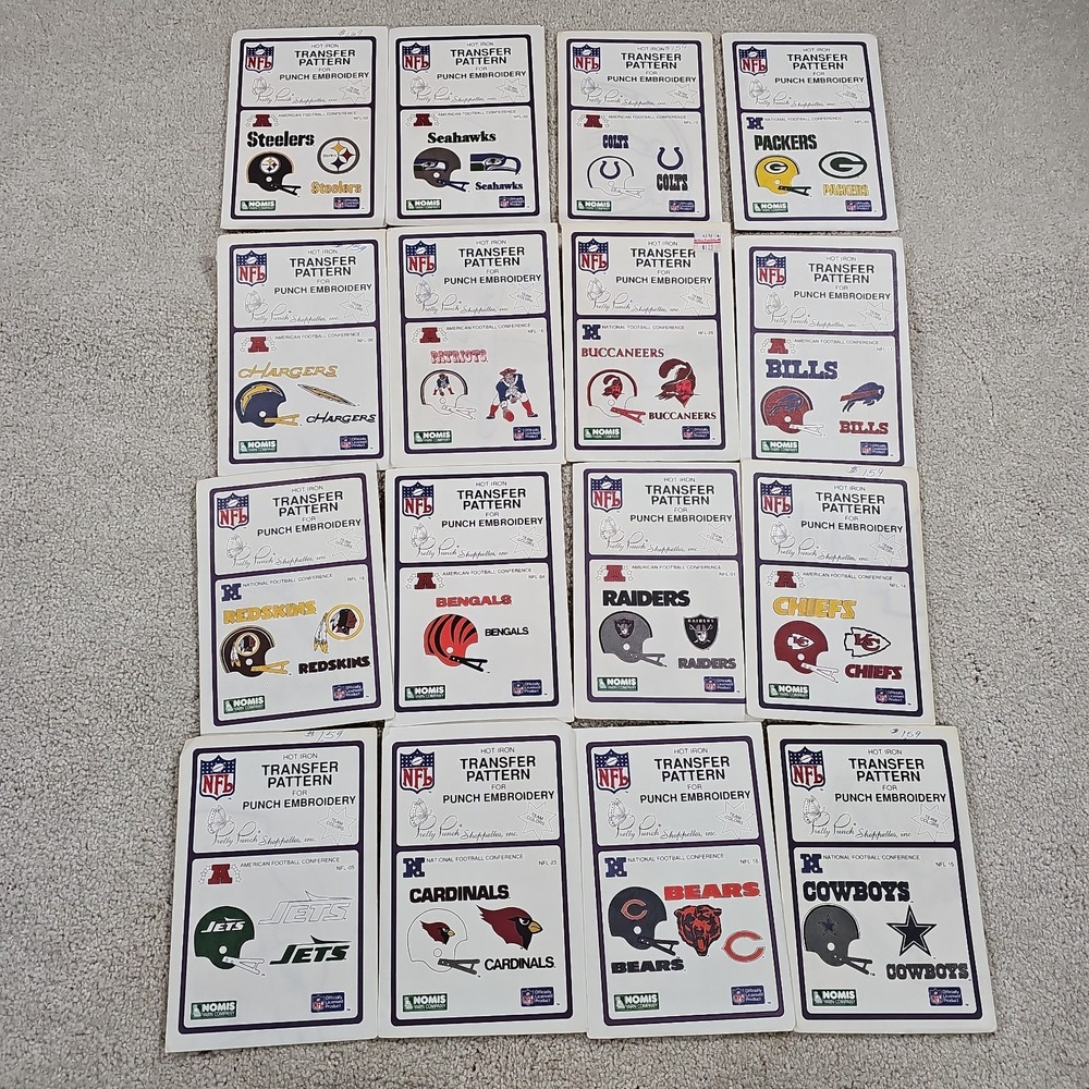 16 NFL Pretty Punch Hot Iron Transfer Patterns Steelers Seahawks Cowboys Patriot
